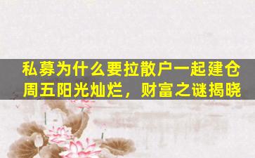 私募为什么要拉散户一起建仓 周五阳光灿烂，财富之谜揭晓